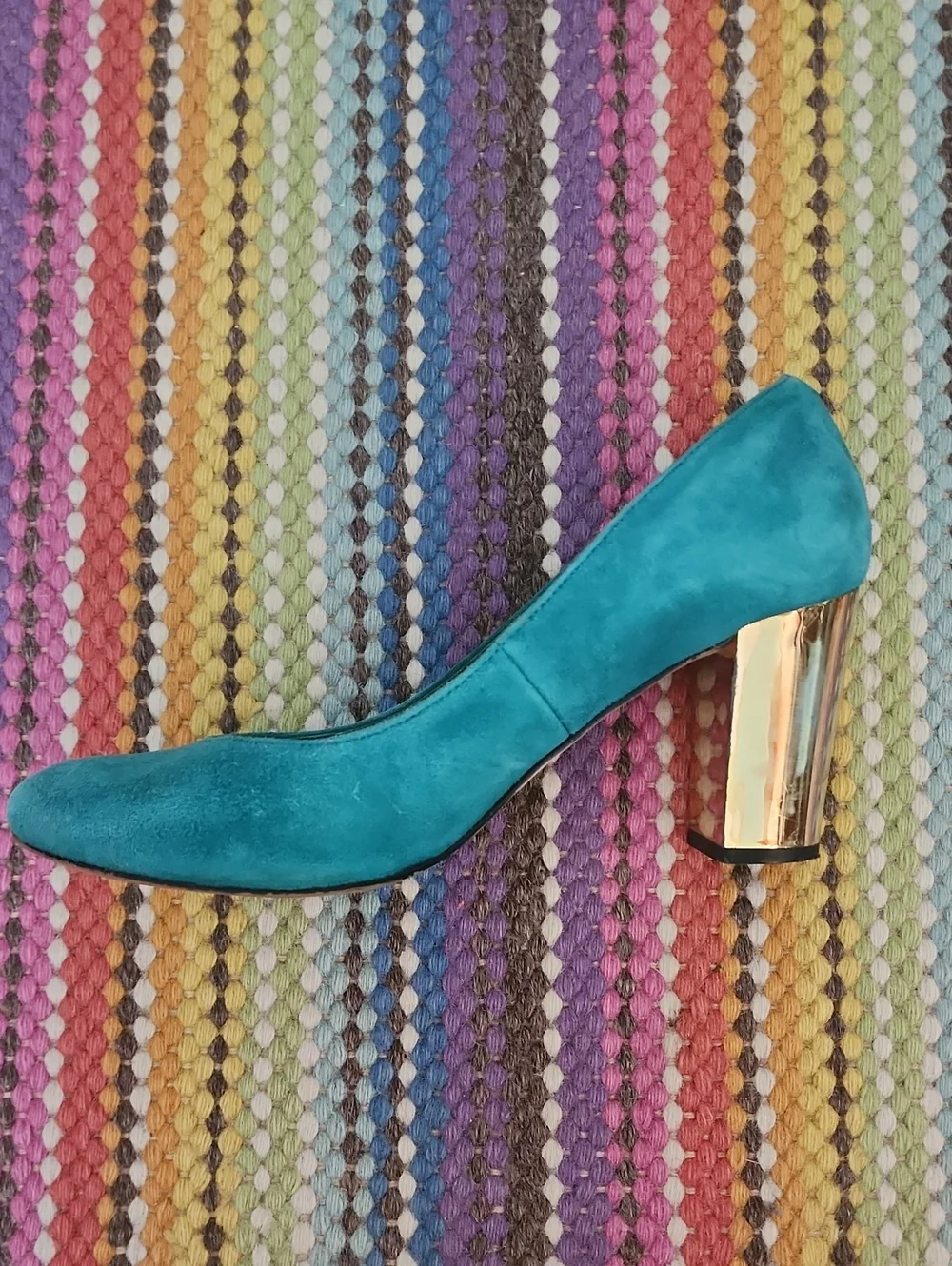 Dolce Vida Teal Suede Pumps With Gold Heel Size 8
